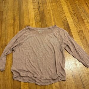 American Eagle Outfitters Tan and Pink Relaxed Oversized Blouse
